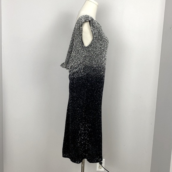Pamella Roland Silk & Sequin Gunmetal & Black Draped Open Back Dress size 8 - Picture 6 of 16